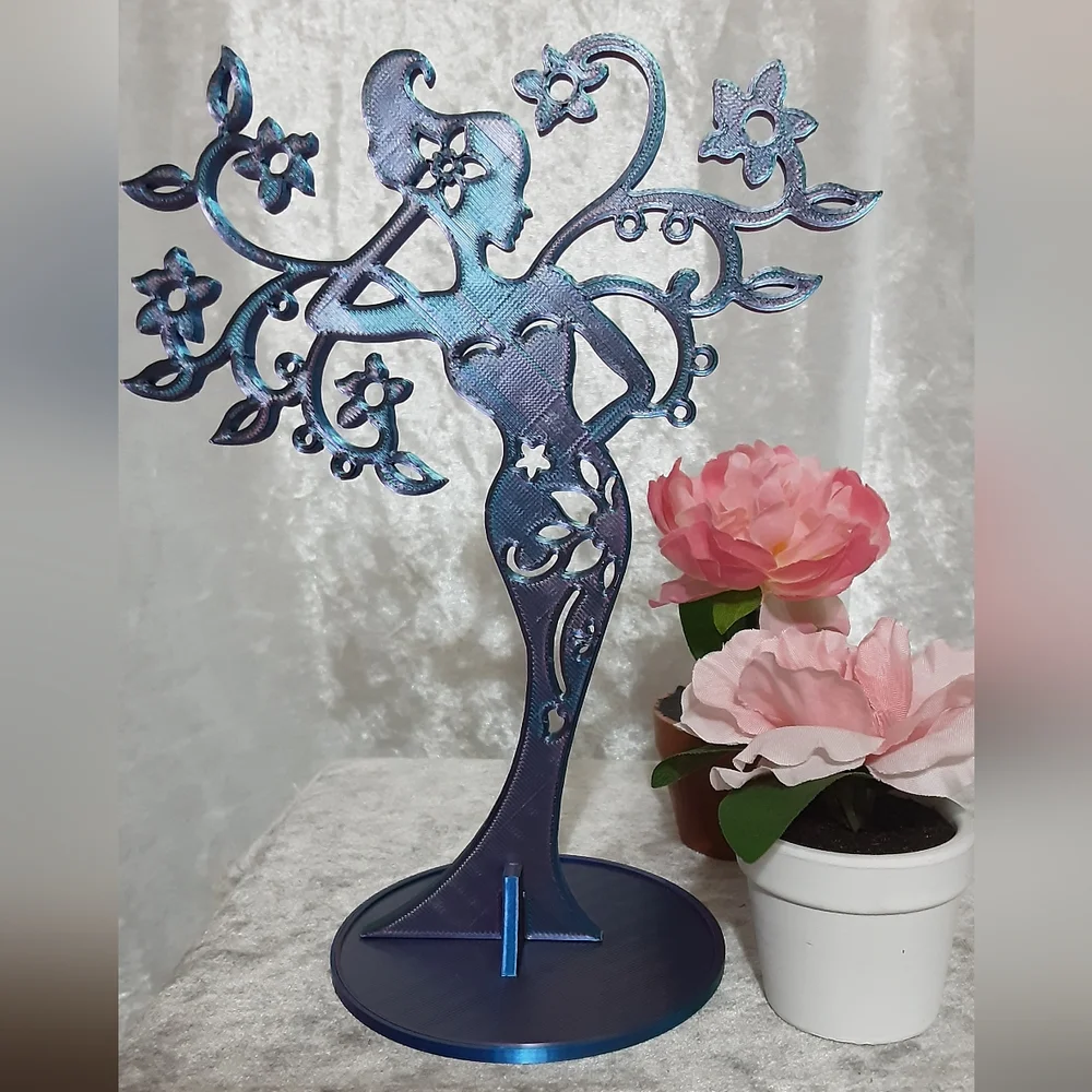 Handmade 3 D Printed Lady Jewelry Stand Chameleon Color (Changes With Light) - Picture 5 of 6